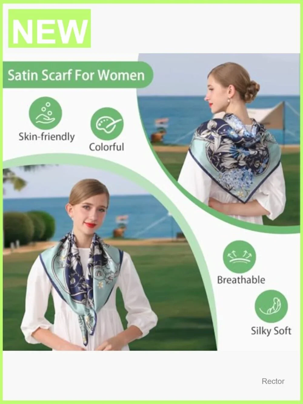 Large Square Silk Scarf for Hair Wrapping 35x35 Lightweight Bandana